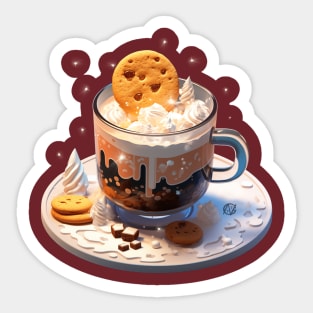 Hot Chocolate with Cookie and lots of whipped cream Sticker